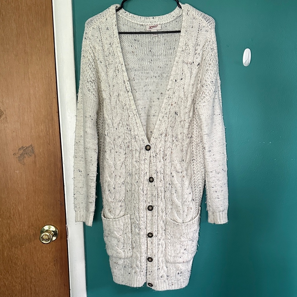 Arizona Jean Company Cream Long Cardigan Sweater